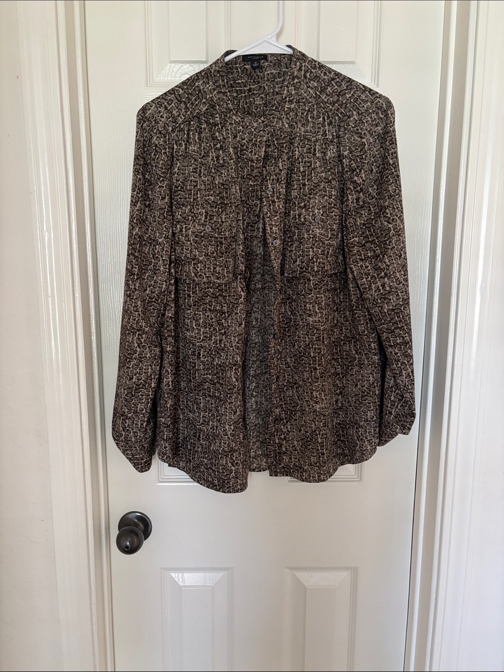 Ann Taylor Printed Long-Sleeve Women's Blouse Sz 8